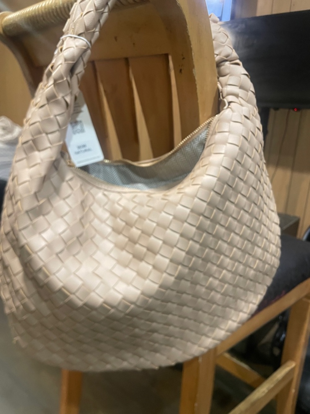 Urban Expressions Cream Woven Hobo Shoulder Bag